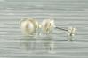 Silver and White Pearl Stud Earrings | Image 2