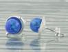 Sterling Silver Stud Earring with 8mm Dark Blue Opals | Image 2
