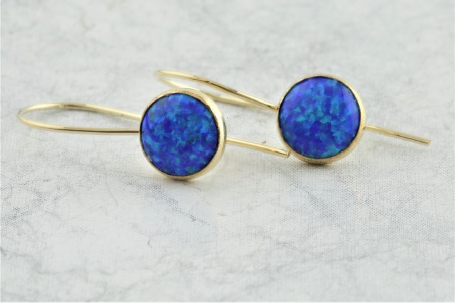 Midnight Blue Opal Gold Drop Earrings | Image 1