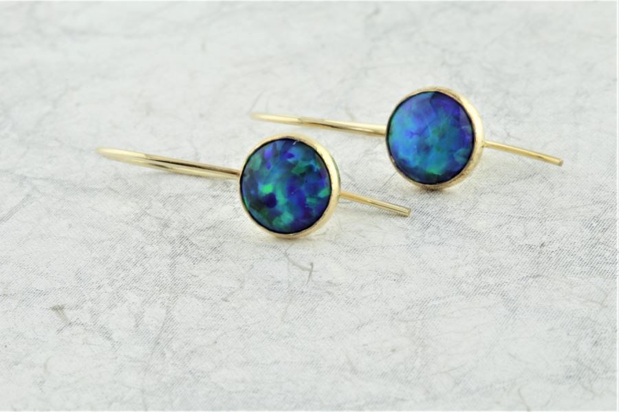 Jelly Blue Opal Gold Drops Earrings | Image 1