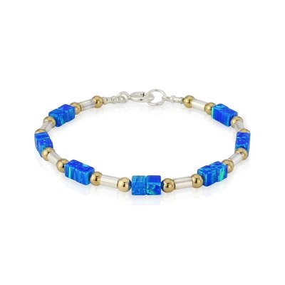 Blue Opal Cubed Gold and Silver Bracelet | Image 1