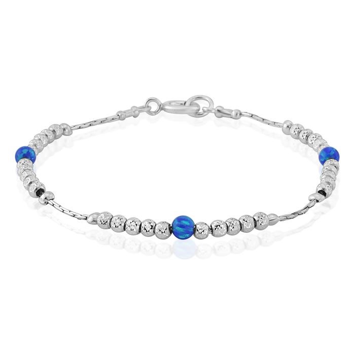 Sparkling Silver Dark Blue Opal Bracelet | Image 1