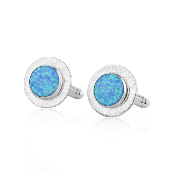 Blue Opal and Silver Cufflinks | Image 1