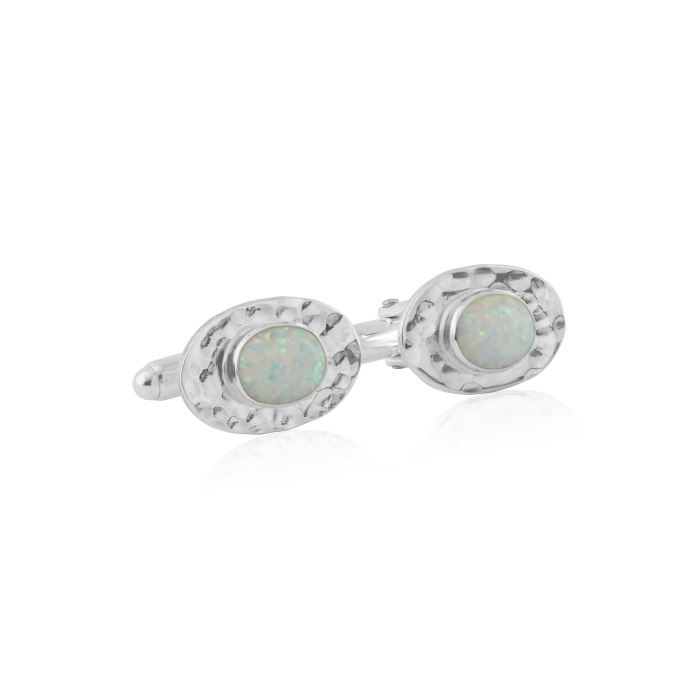 Sterling Silver White Opal Cufflinks | Image 1