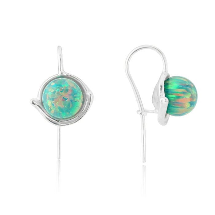 Green Opal Large Cup Drop Earrings (Other Colours Available) | Image 1