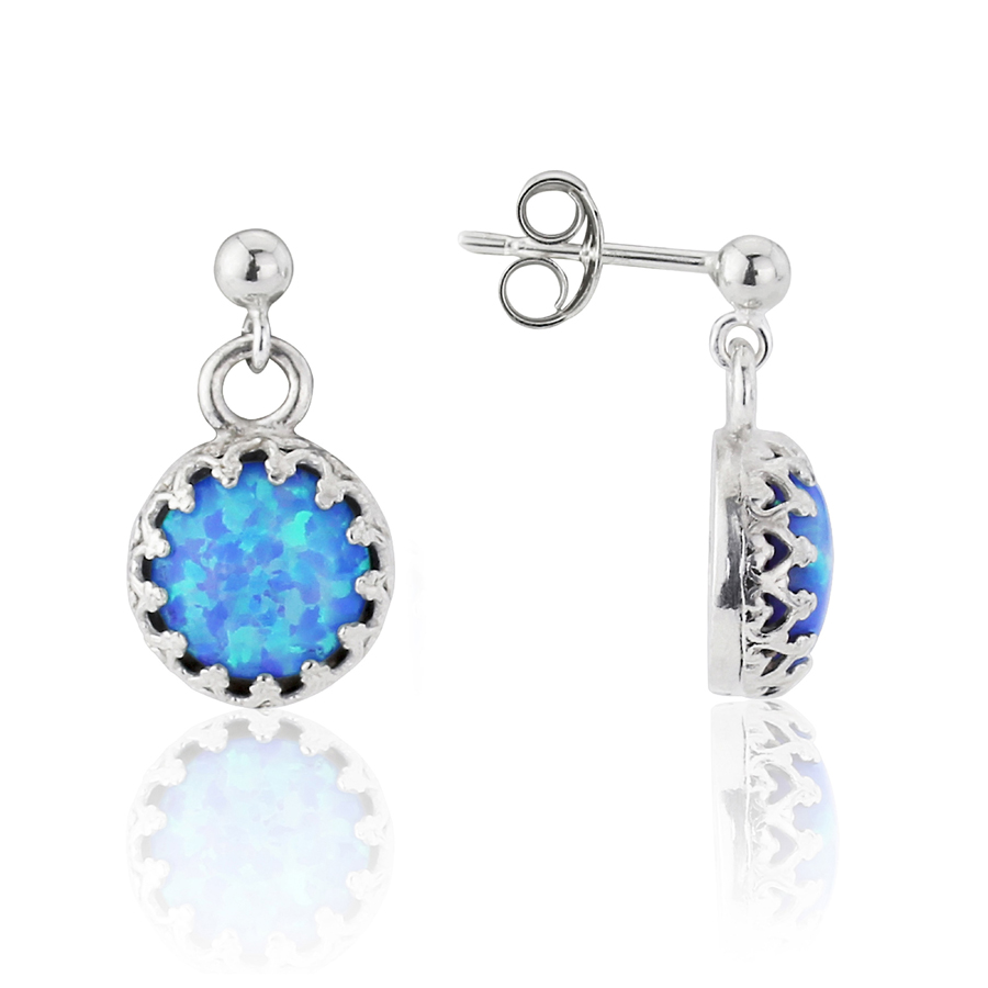 Blue Opal and Filigree Frame Drop Earrings | Image 1