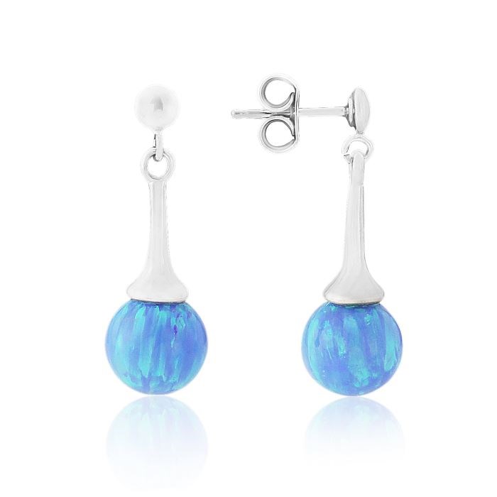 Silver Opal Drop Earrings ( Other Colours Available) | Image 1
