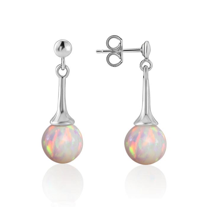 Silver Opal Drop Earrings ( Other Colours Available) | Image 1