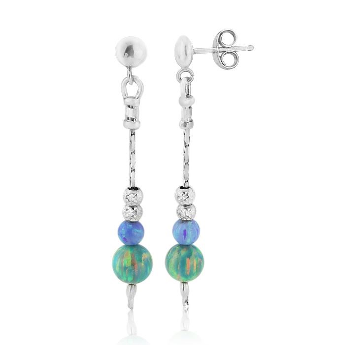 Blue and Green Opal Drop Earrings | Image 1