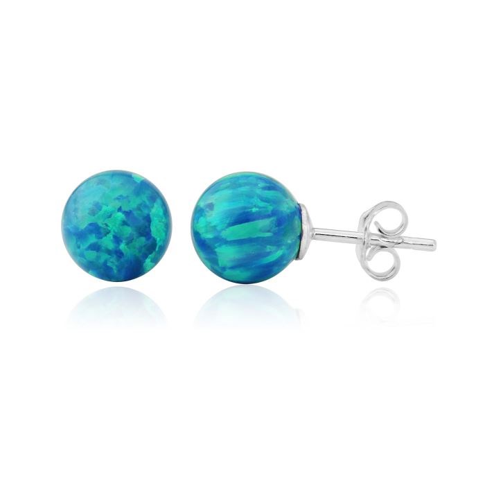 8mm Aqua Opal Bead Stud Earrings ( 9 Colours Available) | Image 1