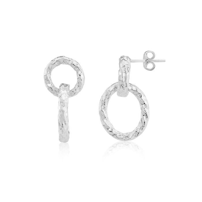 Sterling Hammered Silver twist rings Stud Earrings | Image 1