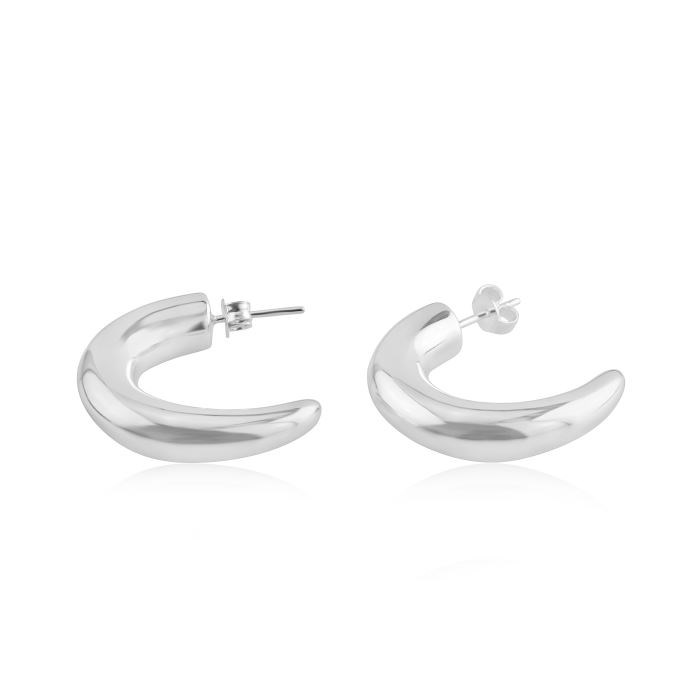 Silver Hoop Medium Earrings | Image 1
