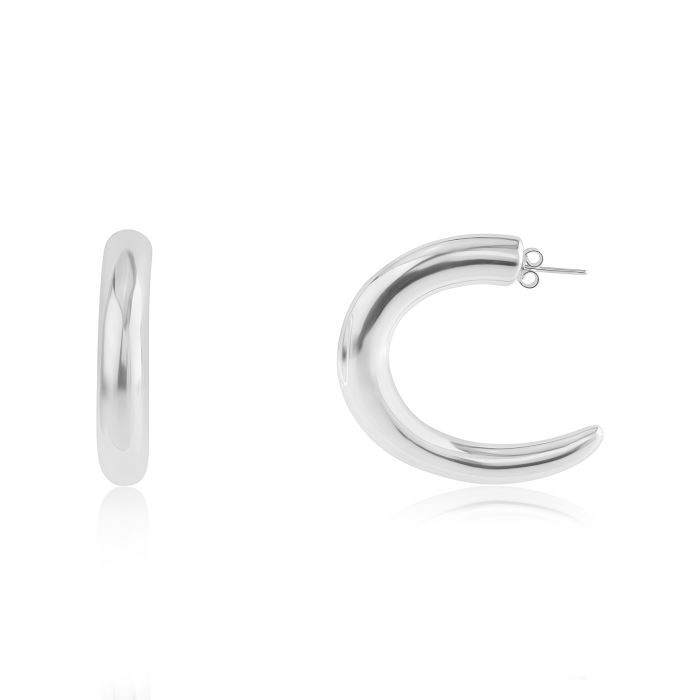Large Silver Hoop Earrings | Image 1