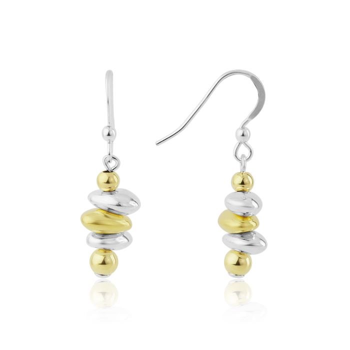 Gold & Silver Long Nugget Earrings | Image 1