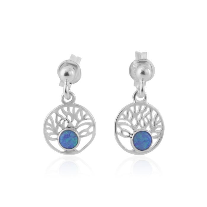 Blue Opal Tree of Life Drop Earrings | Image 1