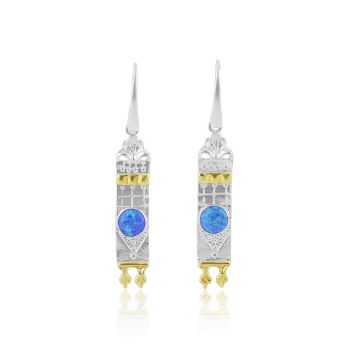 Gold and Silver Opal Drop Earrings | Image 1