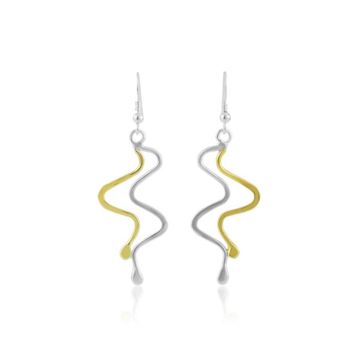 Gold and Silver Wirework Drop Earrings | Image 1