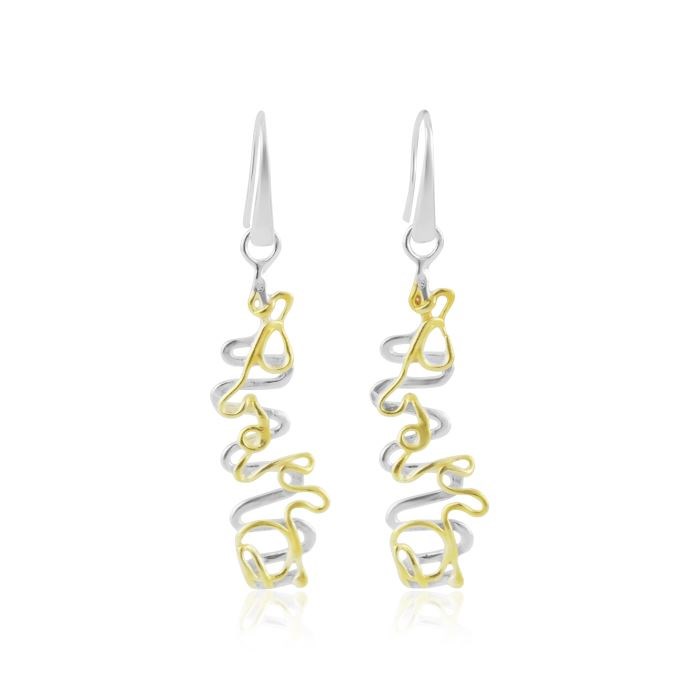 Gold and Silver Wirework Drop Earrings | Image 1