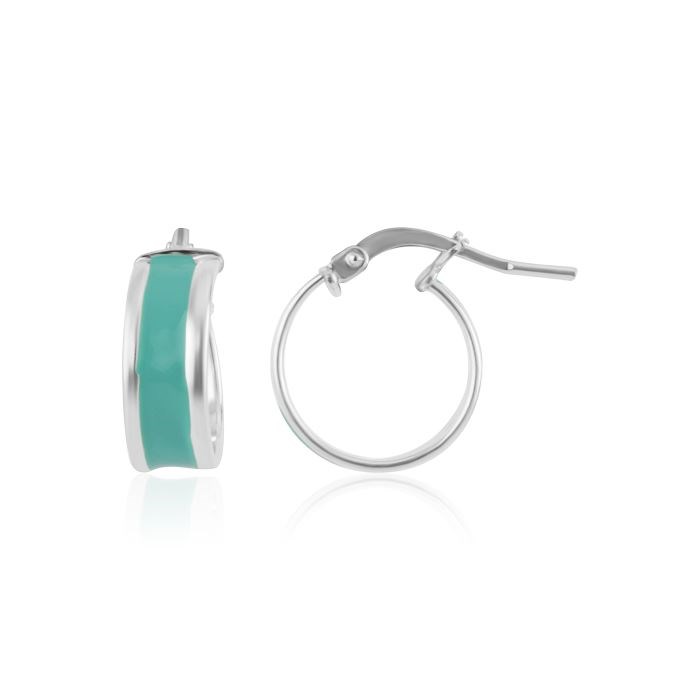 Small Turquoise Enamel Hoop Earrings | Image 1
