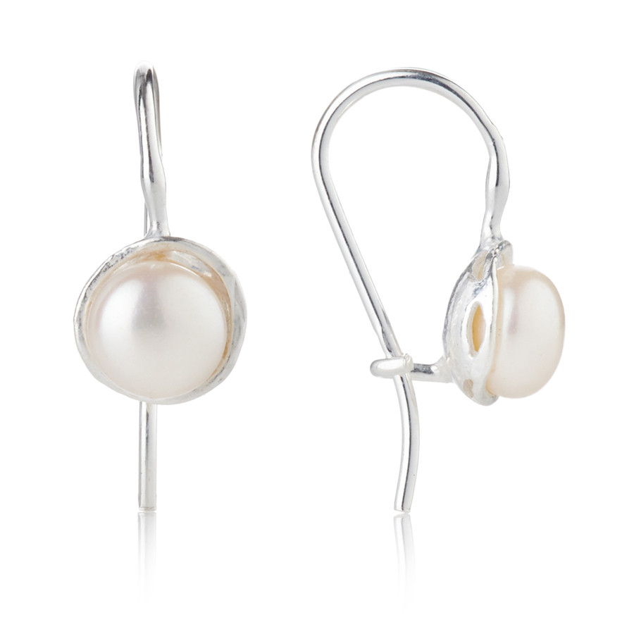 Silver and Pearl Drop Earrings | Image 1
