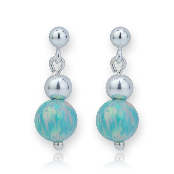 Silver Green Opal Drop Earrings | Image 1