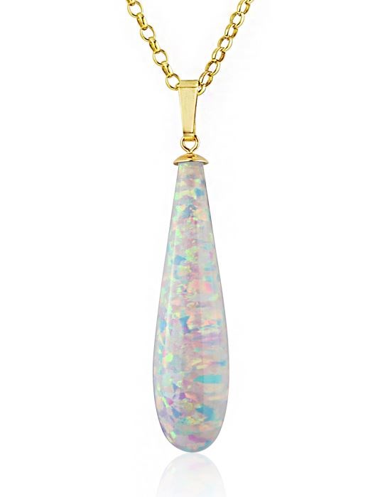 9ct Gold White Teardrop Opal Pendant | Image 1