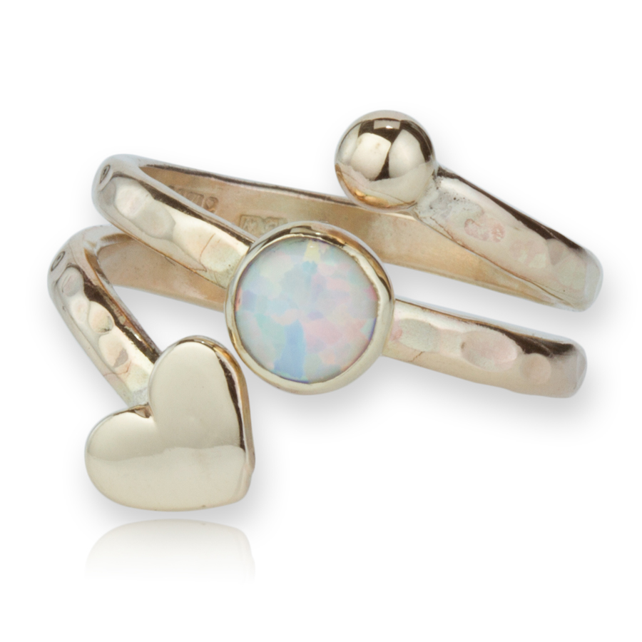 9ct Gold Spiral Heart Opal Ring | Image 1