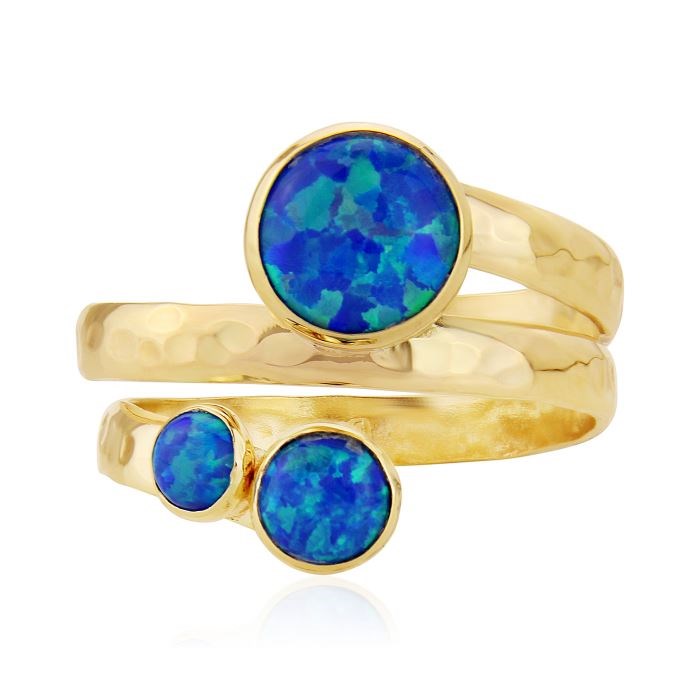 9ct Gold Spiral Ring with Dark Blue Opals (Other Colours Available) | Image 1