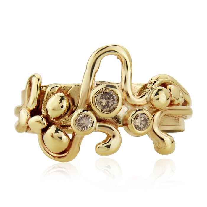 Handmade Contemporary Champagne Diamond Gold Ring | Image 1