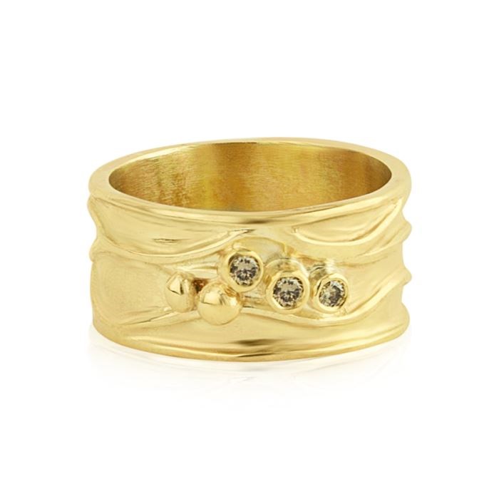 Wide Band Contemporary Diamond Gold Ring | Image 1