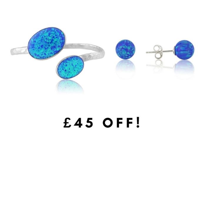 Dark blue Opal Bangle and Earring gift set sale price £248  | Image 1
