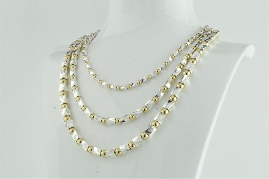 Gold and silver twist necklace