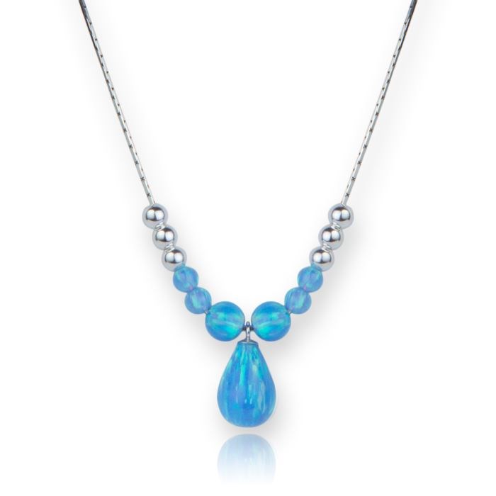 Sterling Silver Stunning Blue Opal Teardrop Necklace | Image 1