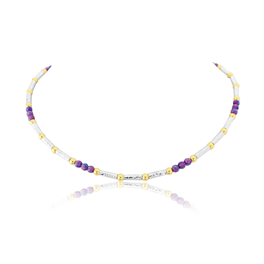Gold and Silver Purple Opal Necklace  | Image 1
