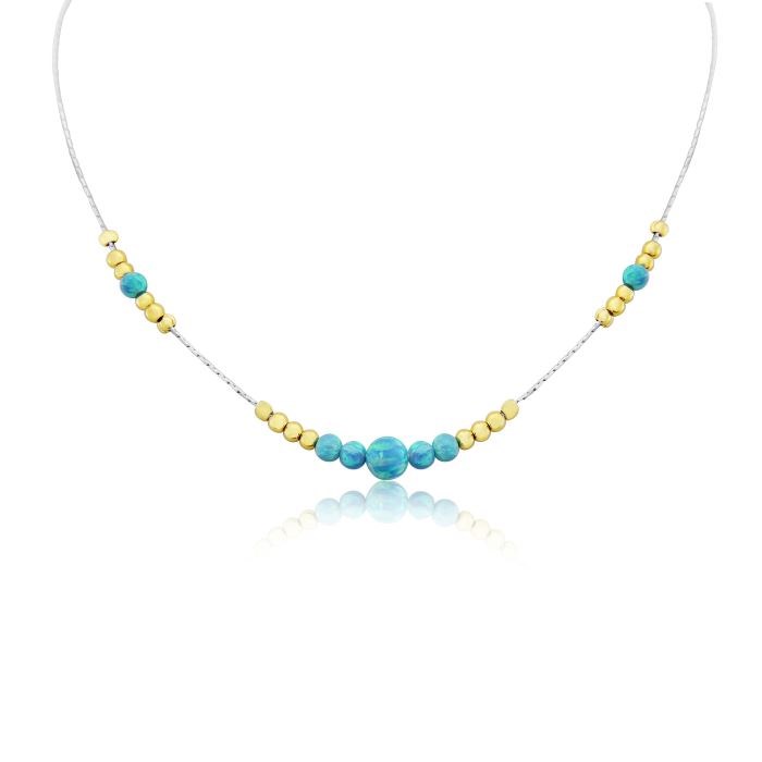 Silver and Gold Aqua Opal Necklace | Image 1