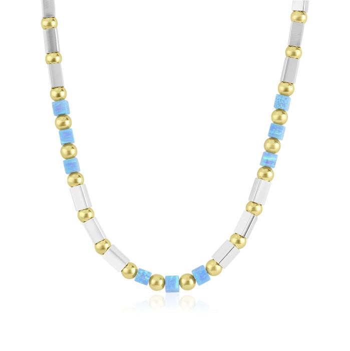 Blue Opal Gold and Silver Necklace | Image 1