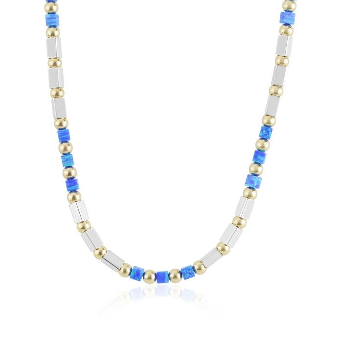 Dark Blue Opal Gold and Silver Necklace | Image 1