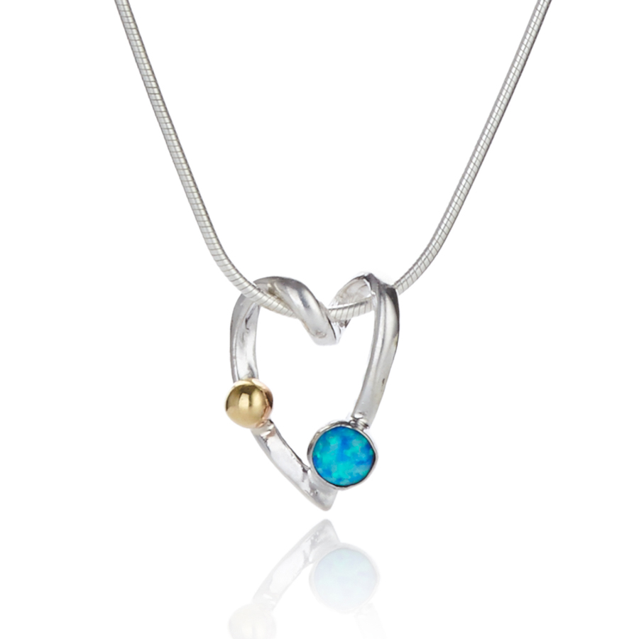 Gold and Silver Opal Heart Pendant | Image 1