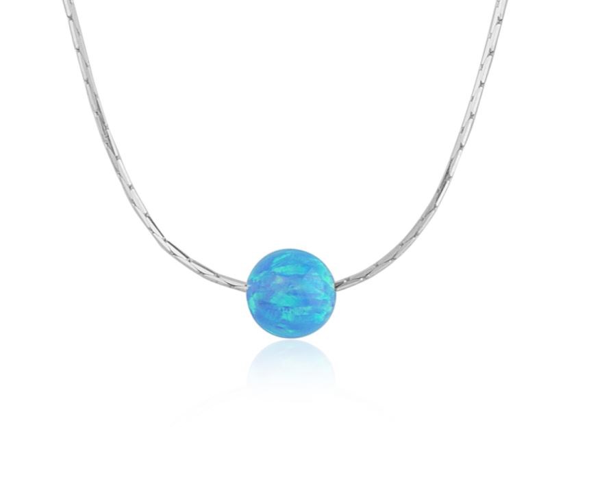 Blue Opal Bead Silver Necklace | Image 1