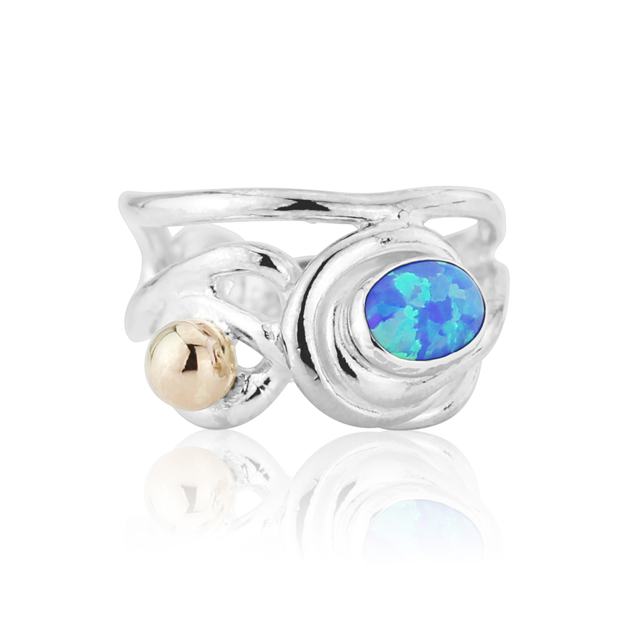 Gold and Silver Opal Wire Work Ring | Image 1