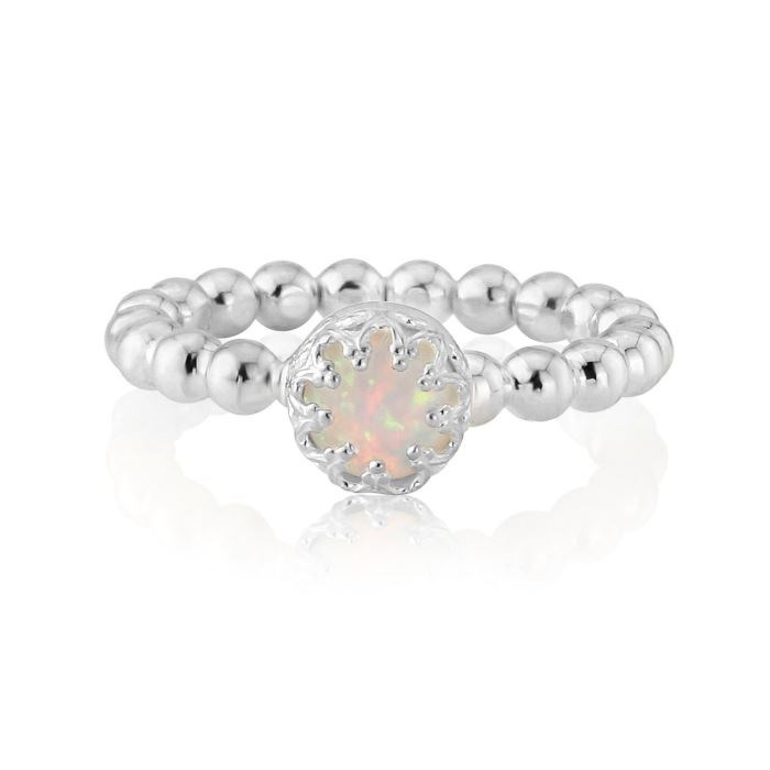 Silver Pearl Wire Opal Ring (Other Colours Available) | Image 1