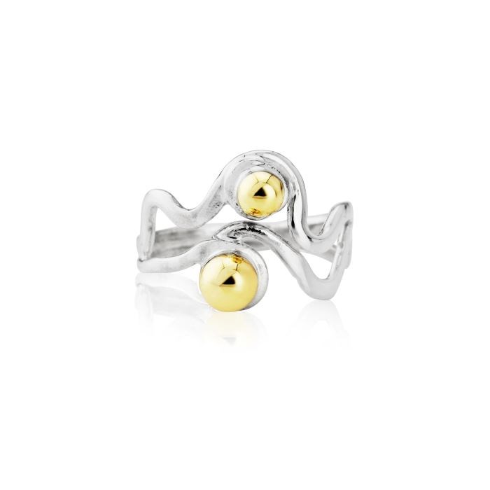 Silver Silver and Gold Wave Ring | Image 1