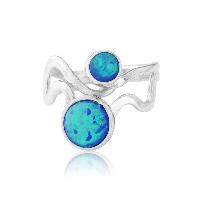 Sterling Silver Opal Wave Ring (Other Colours Available) | Image 1