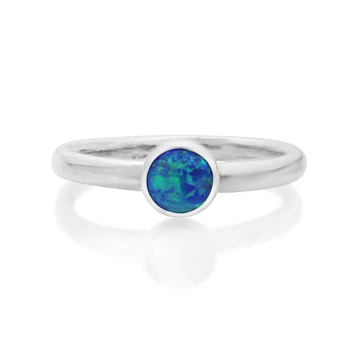 Sterling Silver Dark Blue Opal Ring (Other Colours Available) | Image 1