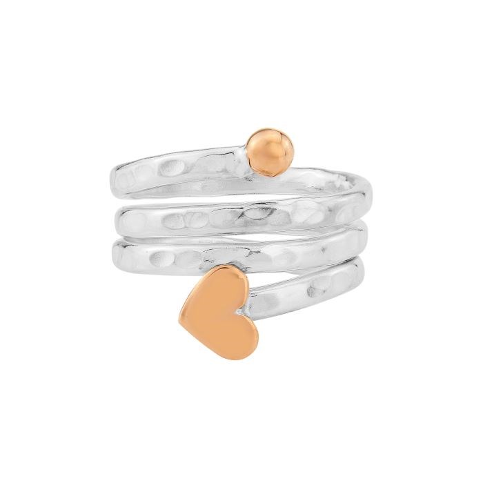 Rose Gold and Silver Heart Ring | Image 1