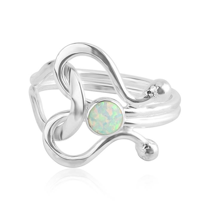 White Opal Contemporary Silver Ring (Other Colours Available) | Image 1
