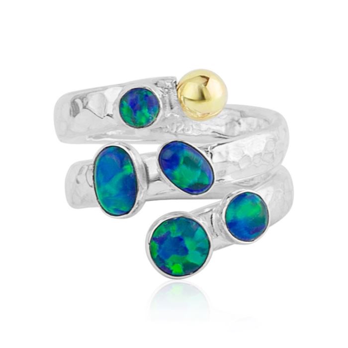 Gold and Silver and Blue Jelly Opal Ring | Image 1