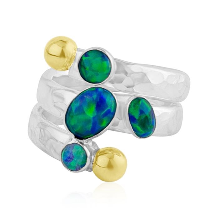 Gold and Silver and Blue Jelly Opal Ring | Image 1