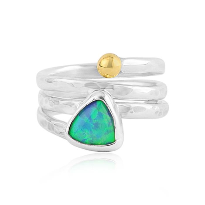  Gold & Silver Opal Hammered Ring | Image 1