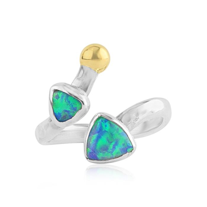  Gold & Silver  Opal Hammered Torq Ring | Image 1